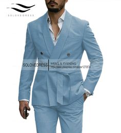 Mens Suits for Double Breasted Wedding Groom Tuxedo 2 Piece Jacket Pants Singer Prom Men Stage Clothes Cool trench coat