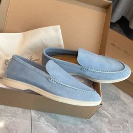 Men casual shoes LP loafers flat low top suede Cow leather oxfords Loro Moccasins summer walk comfort loafer slip on Piana loafer rubber sole flats Shoe box EU35-46