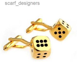 Cuff Links HYX Luxury shirt Gold Dice cufflink for mens Brand cuff buttons cuff links High Quality abotoaduras Jewellery Y240411