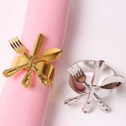 4PCS Silver Knives Forks And Spoons Napkin Rings Fall Napkin Holder For Christmas Thanksgiving Wedding Dinnig Table Decoration