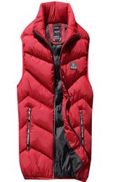 Winter Plus Size Parka Vest Mens Casual Slim Waist Coat Men Autumn Stand Collar Body Warmer Solid Sleeveless Jacket Brand Men0399290906
