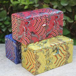 Cotton Filled Rectangle Chinese Silk Gift Box Decor Wood Fabric Storage Box High End Luxury Jewellery Packaging Crafts Stone Collect3066558