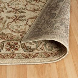 Carpets Indoor Area Rug Jute Backed Rugs For Bedroom Living/Dining Room Kitchen Traditional Floral Scroll Floor Decor Ivory 4' X 6'