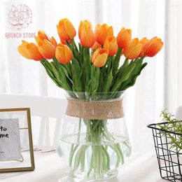 Decorative Flowers 10Pcs Real Touch Tulips PU Artificial Flower Bouquet For Arrangement Wedding Party Spring Home Dining Room DIY Table