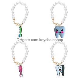 Keychains Lanyards Charm Accessories Pearl Tumbler Chain For Cup With Handle Sile Drop Delivery Otlvo