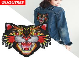 GUGUTREE embroidery big tiger patches animal patches badges applique patches for clothing BP3594676199