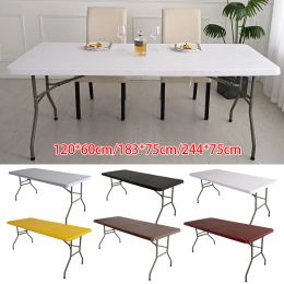 Waterproof Elastic Tablecloth Polyester Square Fitted Table Cover with Elastic Edged Solid Color Table Cover Table Protector