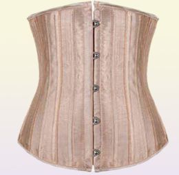 XXS XS Underbust Bustier Corset Women Dress Slimming Waist Trainer 26 Steel Bone Wedding Body Shaper Lace Up Cincher Girdle Belt T6487585