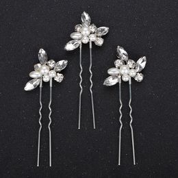 Wedding Banquet Crystal Pearls 3PCS Hairpins Rose gold Silver gold Bridal Hairclips Hair Accessories for Party Hair Jewelry