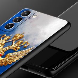 Phone Case For Samsung Galaxy S23 S22 Ultra S20 S21 FE 5G S10 S9 Plus S10E S8 Note 20 Black Cover Russia Russian Flags Emblem