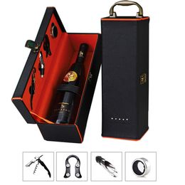 1 Set Wine Bottle Packing Boxes With Tools Vintage Luxury Wine Bottle Carrying Rack Gift Box Champagne Festival Storage Box Gift