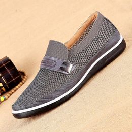 Casual Shoes Slip-on For Men Mesh Breathable Loafers Spring Autumn Male Flats Outdoor Shoe Shallow Solid Color Chaussure Hommes