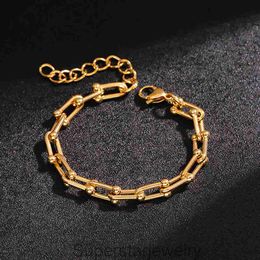 2.0 Horseshoe Chain Trendy Mens Titanium Steel Chain Splicing Design with Layered Sense Bracelet Antique Style Small and High end Sense