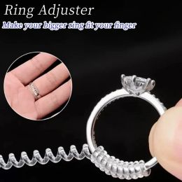 4pcs/Set Spiral Invisible Ring Size Reducer Tools Spring Based Rings Adjust Transparent Tightener Resizing Tool Jewelry Guard