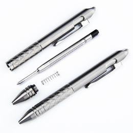 Portable Tactical Pen Titanium Alloy Ballpoint Pen Multi Functional Self Defense Tool Pen with Pen Clip and Attack Head