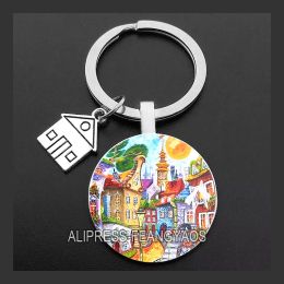 Beautiful House Keychains Colorful Country Keychain Cabin Lovely Purse Key Chains Gift for New House