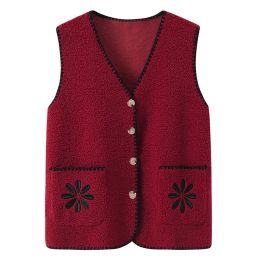 Grandma Spring Autumn Vest Cardigan Middle Aged Elderly Mother Bottoming Sweater Vests 60 To 80 Year Old Women Waistcoat