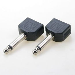 2Pole Mono/3pole dual channel Plug Jack Audio Adapter 6.35 Male to Double 3.5 Female stereo Headphone Mic Y Splitter Connector