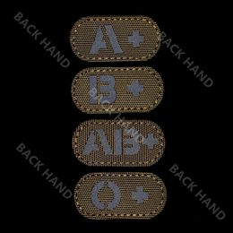 Blood Type A B O AB POS Positive Reflective Infrared IR Patch Glow in Dark Tactical Applique Multicam Hook&Loop Badge Military