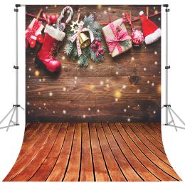 Bonvvie Christmas Photocall Backdrop Pine Tree Gift Window Fireplace Family Portrait Photography Backgrounds For Photo Studio