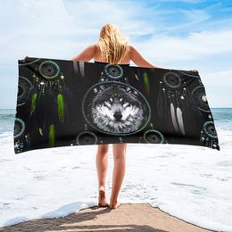 Cool Wolf Print Beach Towel Gifts Home Textile Microfiber Towels Beach Absorbent Animal Yoga Spa Swimming Blanket for Men Women