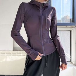 Hooded Slim Fit Breathable Zipper Running Fitness Sports Jacket Top Long Sleeved Women's Autumn/winter Casual Yoga Jacket