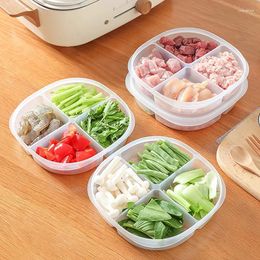 Storage Bottles Refrigerator Box 4 Grids Food Vegetable Fruit Fridge Organizer Onion Ginger Clear Crisper