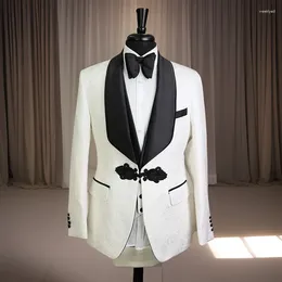 Men's Suits Floral Wedding For Men 2024 Custom Made Groom Tuxedo African Male Fashion Groomsmen Costume (Jacket Pants Vest)