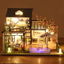 Mini DIY kit for doll house production, room assembly, building model toys, home and bedroom decorations with furniture, wooden