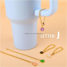 Other Drinkware Letter Charm Accessories For Cup Initial Name Id Personalized Handle Tumbler - Black White Pink Purple Green Drop Deli Otscm