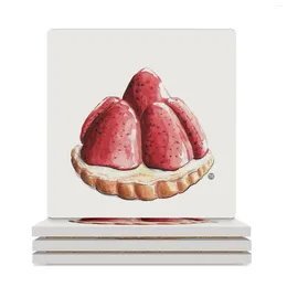 Table Mats Tarte Aux Fraises Ceramic Coasters (Square) Custom Household Utensils Kitchen Decoration And Accessories