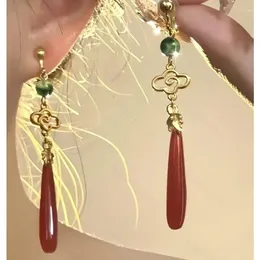Dangle Earrings 1 Piece Of Vintage Chinese Women's Jade Exquisite Imitation Chalcedony Ladies' Temperament Accessory