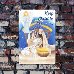 Christmas Metal Signs Religious Christian Nativity Scene Jesus Metal Tin Sign Poster Decorative Christian Quote Sign