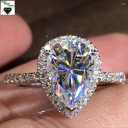 Cluster Rings 14K White Gold Ring Women Wedding Party Anniversary Engagement 6 7 8 9 10 Water Drop Pear Moissanite Diamond