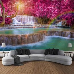 landscape Tapestries tapestry Forest waterfall lake wall hanging art wall painting decoration curtain beach towel bed sheet home decoration R0411