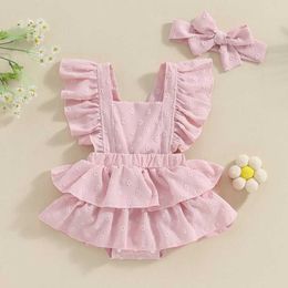 Girl's Dresses Ins Baby Girls Swiss Dots Romper Embroidery Bodysuit New Born Clothing Soft Cotton Rompers Dress Little Toddlers Fashion Wear