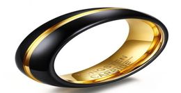 Wedding Ring 6mm Gold and Black Plated Mens Tungsten Carbide Weeding Band Ring for Man And Woman Size 612 9779407