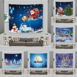 Tapestries Cartoon Santa Claus Wall Hanging Tapestry Merry Christmas Background Cloth Polyester Happy