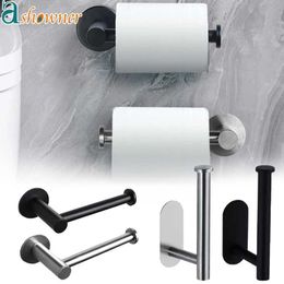 4RVW Toilet Paper Holders Toilet Paper Holder Wall Mounted Towel Holder for Kitchen Stainless Steel Cabinet Paper Roll Storage Hanger Bathroom Accessories 240410