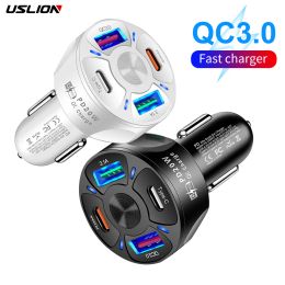 USLION USB Car Charger 20W Type C Fast Charging Auto Mobile Phone Charger Adapter For IPhone 15 Samsung Huawei PD AFC SCP QC 3.0