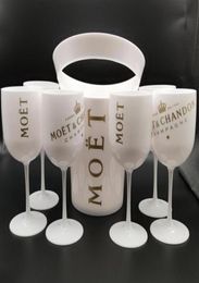 Ice Buckets And Coolers with 6Pcs white glass Moet Chandon Champagne glass Plastic302W208D253V1433211