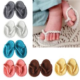 Infant Baby Slippers Newborn Photography Props Handmade Slippers Mini Crochet Baby Photo Props Shoes Newborn Accessories A2UB