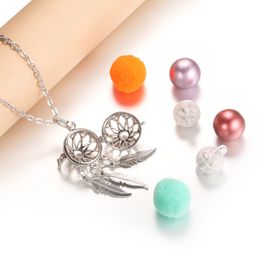 Mexico Chime Glowing Ball Caller Aromatherapy Lockets Necklace Essential Oil Diffuser Bola Woman Tassel Feather Pendant Jewellery