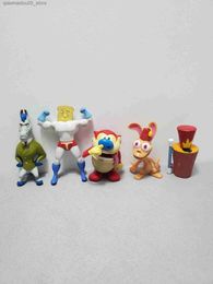 Action Toy Figures Transformation toys Robots 5 pieces of Kawaii Navidad Ren Stimpy anime action character series models Halloween Christmas childrens gift