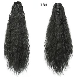 Similler Long Kinky Curly Synthetic Hair Extensions Heat Resistance Ponytail Hairpiece Claw Clip Pony Tail Black 613