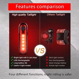 USB Rechargeable Bicycle Light Cycling Rear Light LED Taillight Waterproof MTB Road Bike Light Back Lamp for Bicycle D2K2