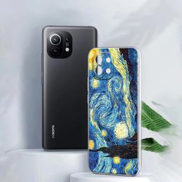 Van Gogh Painting Starry Sunflower Clear Case For Xiaomi Mi 11 10 9 Lite 12 T 13 Note 10 Back Cover Poco M3 F3 X3 M4 Pro M5 Case