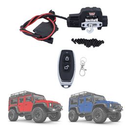 RC Car Mini Winch And Remote Control Black Plastic+Metal RC Accessories For TRX4M 1/18 RC Crawler Car