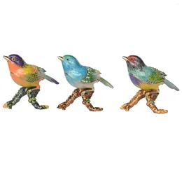 Decorative Figurines Finch Canary Bird Enamelled Trinket Box Necklace Ring Holder Jewellery Container Collectibles Gifts