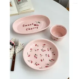 Plates Korean Style Ins Creative Ceramic Plate Sweet Cherry El Restaurant Homehold Container Dessert Cake Fruit